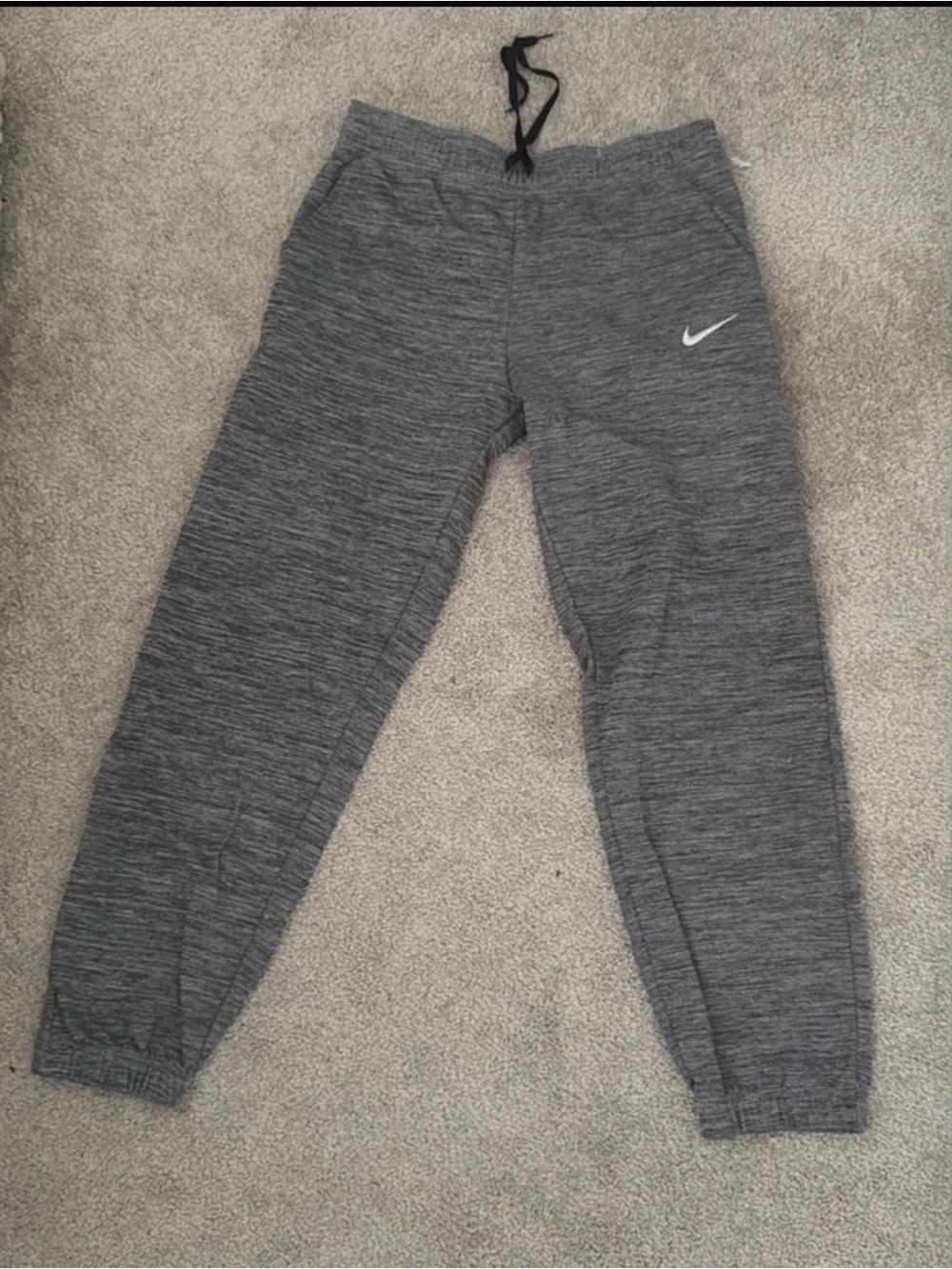Nike Kids Heather Dark Gray Jogger Pants with White Swoosh